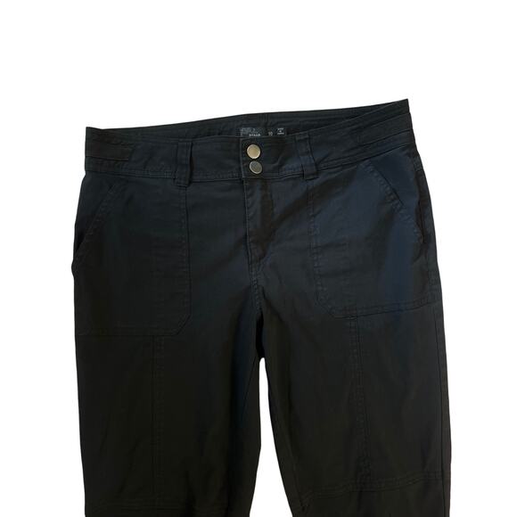 Women 10 PrAna Black Essex Pants Hike Climb Outdoor Travel Camp Organic Cotton - Picture 2 of 5